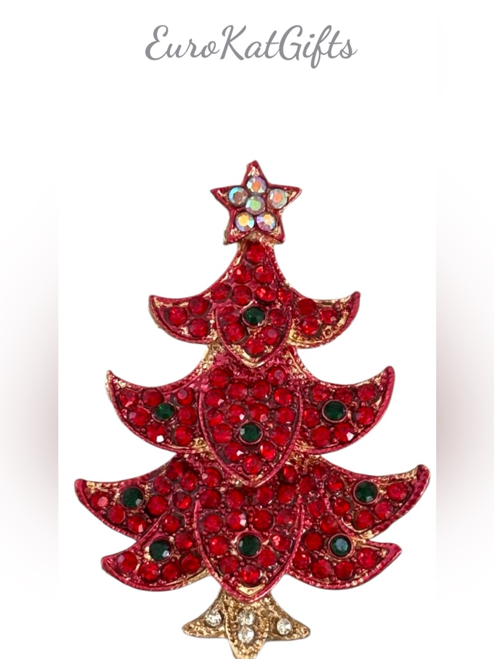 Betsey Johnson Festive Pink sparkly Rhinestone Tree Pendant Broach NEW NWT